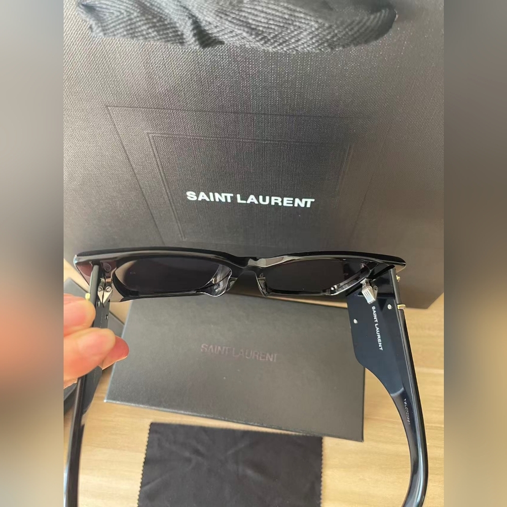 Yves Saint Laurent Black Sunglasses with Gold YSL Emblem - Picture 10 of 10
